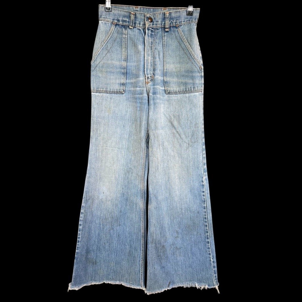 VTG 70's Wrangler Womens Jeans W26 L31 Flare Bellbottom High Waist Braided Pkts